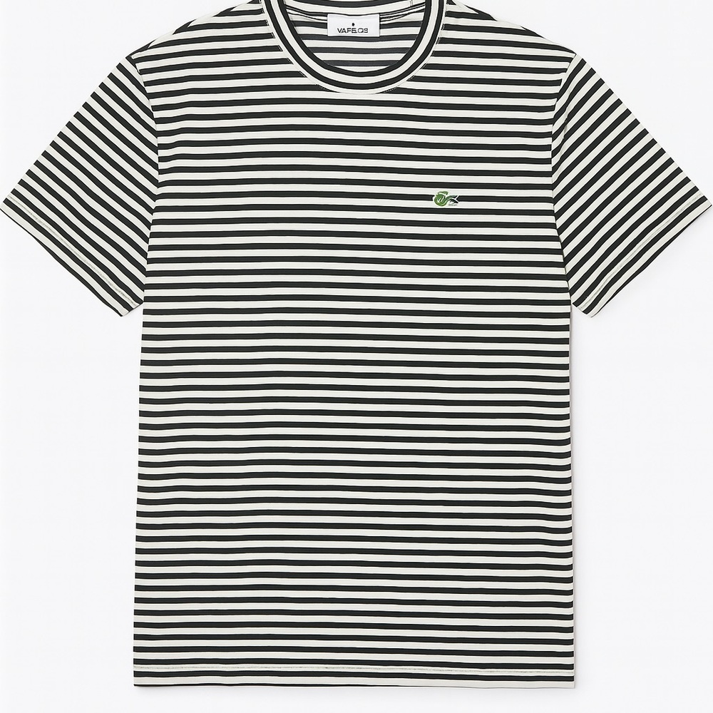 Lacoste Men's Striped Tee in Black and White